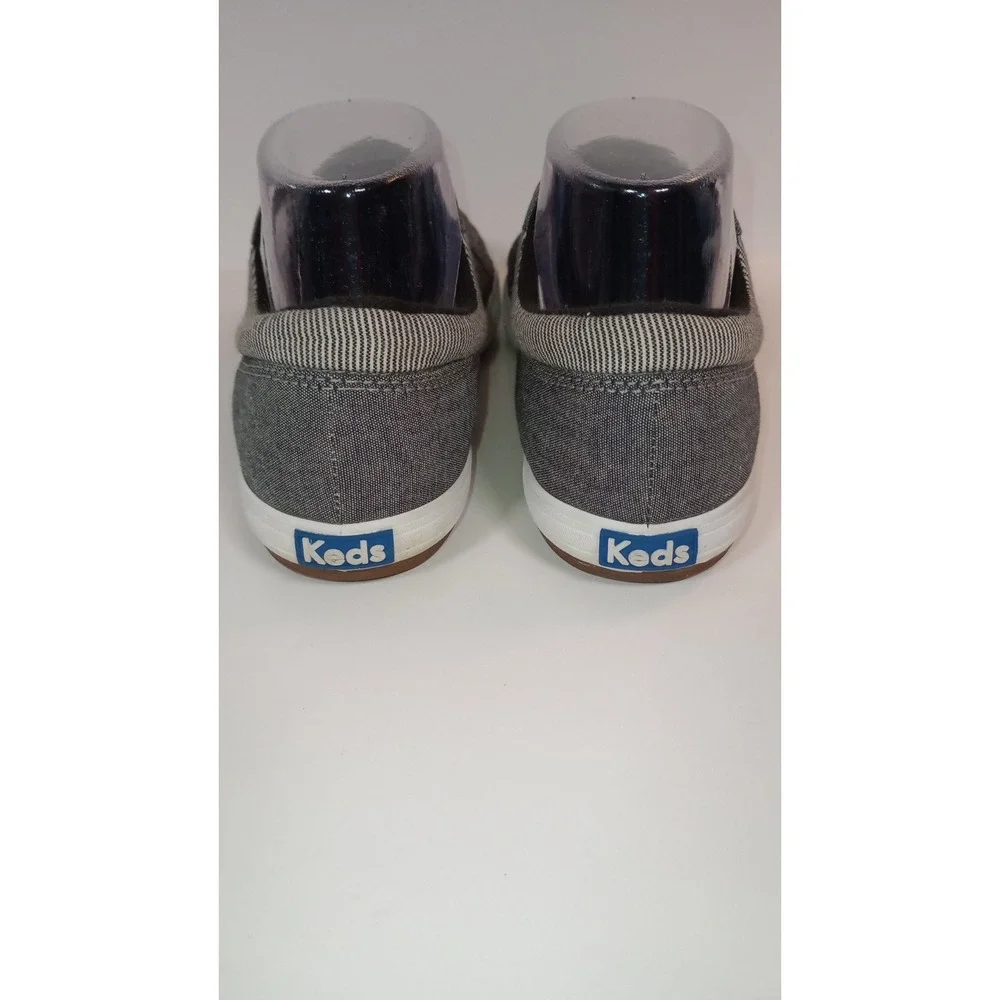 Keds Tour Chambray Sneaker Womens 8 Charcoal Gray Striped Ankle Low Top Casual
